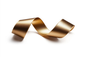 Luxurious Golden Ribbon and Bow on White Background