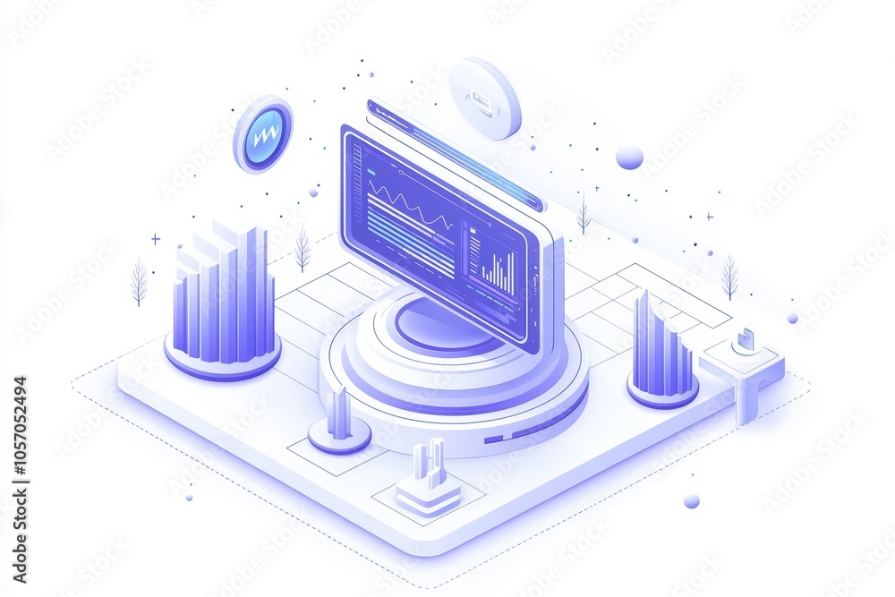 Poster abstract technology background with data analysis elements and digital graphs on a white isolate bac