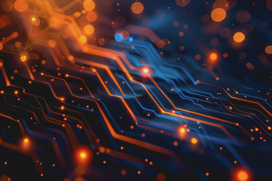 Futuristic circuit board layout Delicate crypto mining symbols Abstract digital landscape.