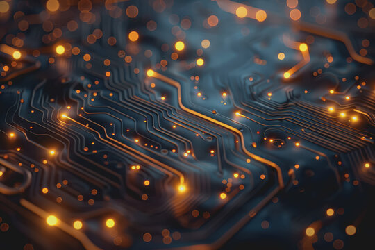 Futuristic circuit board layout Delicate crypto mining symbols Abstract digital landscape.