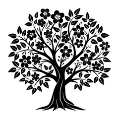 Tree icon isolated black on white background. Vector Illustration.