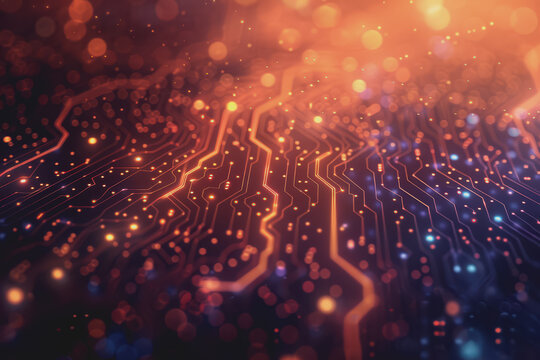 Futuristic circuit board layout Delicate crypto mining symbols Abstract digital landscape.