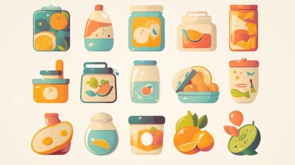 Illustration, clip art of food, beautifully arranged, bright colors, cute style, designed for use in design, advertising and presentation.