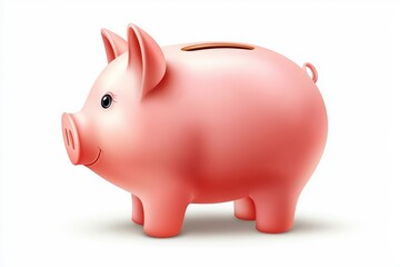 Obraz premium Cute piggy bank on white isolated background, symbol of saving and financial growth.