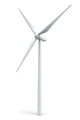 White wind turbine isolated on white background