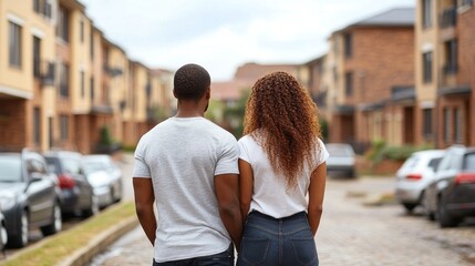 Immigrant family moving into their first apartment in a new city, symbolizing the beginning of a new life and social adaptation