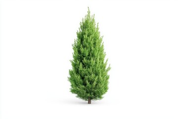 Pine tree on white isolated background, ideal for holiday themes or nature design.