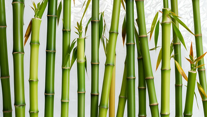 A collection of  slender green bamboo ai generative