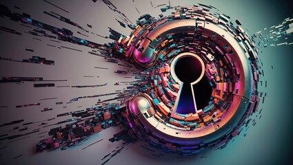 A glitchy, amorphous, and distorted key hole type 2 background