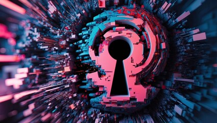 A glitchy, amorphous, and distorted key hole type 2 background