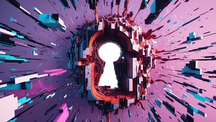 A glitchy, amorphous, and distorted key hole type 1 background
