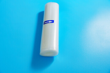 Roll film for a product vacuum sealer machine on a blue background. long-term storage of products...