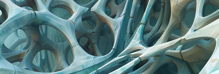 An abstract representation of a political tension. The art style tessellating textures resembling a web, weave or weft.