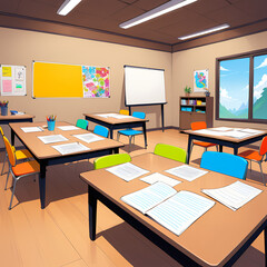 Creative Co-working Space with Colorful Chairs and Natural Lighting 