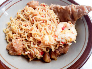 spicy seblak sundanese traditional food isolated on white background 