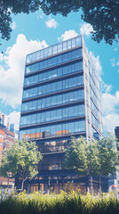 Fototapeta premium Office Building tower, Economics, banking, business and finance concept. A fragment of a modern office building