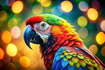 Obraz premium Exotic Parrot Logo Design with Color Gradient for Business Card - Bokeh Effect Background