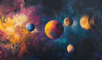 Abstract planets on space texture