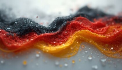 Colorful Wavy Shapes Resembling German Flag On White Surface