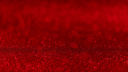 Abstract blurred red magic glitter background with copy space. Empty festive shiny backdrop.	