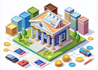 Financial Audit at Tax Office with Coins and Banknotes for Public Finance Insights