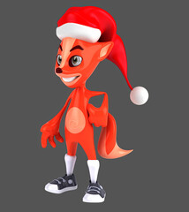 Naklejka premium Fun 3D cartoon fox