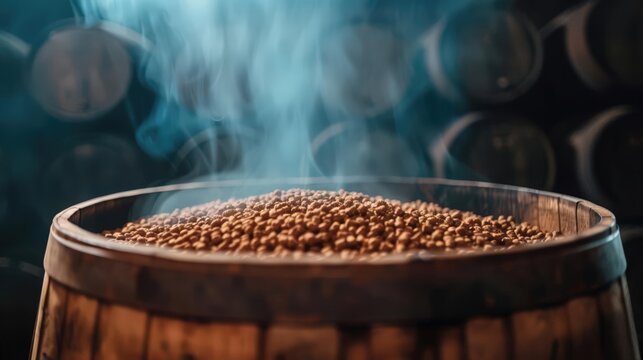 Close-up RAW Style of Islay single malt whisky peat smoking process