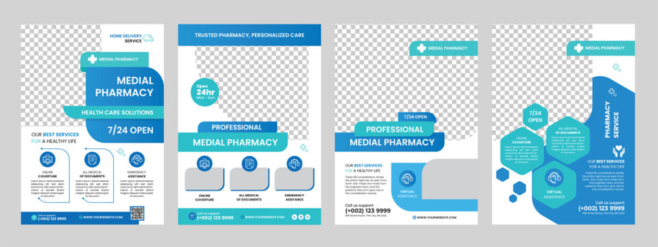 pharmacy flyer template design, medicine poster template