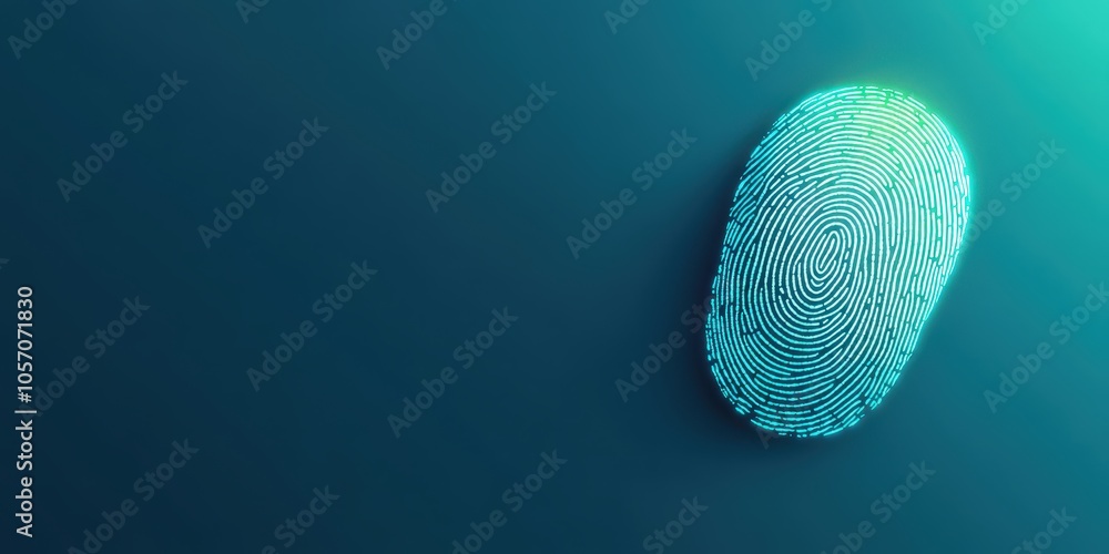 Poster glowing fingerprint on blue background cyber security biometric authentication data pr