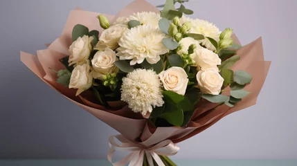 Beautiful bouquet of cream-colored flowers in soft natural light, perfect for elegant floral decor or wedding arrangements   