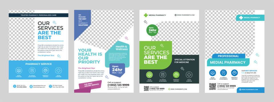 pharmacy flyer template design, medicine poster template