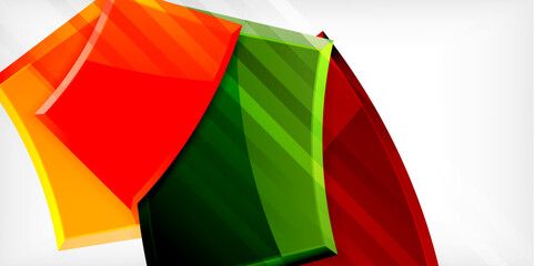 Obraz premium Round 3d shapes, plates background. Creative composition design template