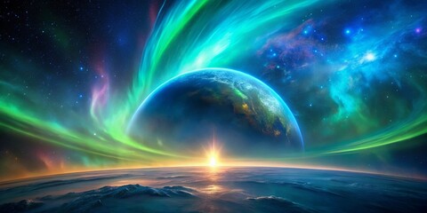 Celestial Symphony of Light and Color A World Awash in Aurora Borealis and Starry Night Skies