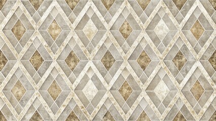 A seamless pattern of intricate geometric designs, featuring a blend of beige and brown tones, creating an elegant and sophisticated visual texture.