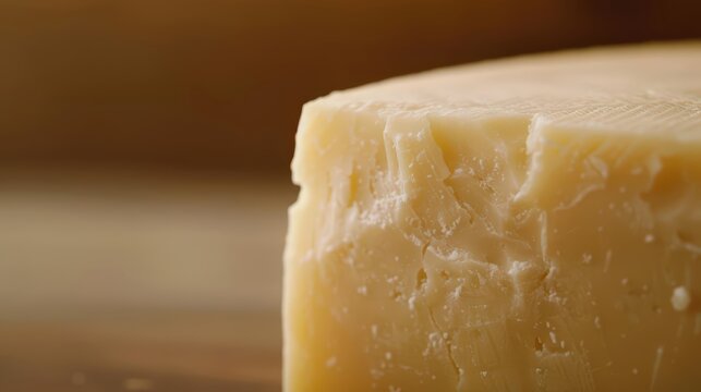 Close-up RAW Style Premium alian Parmigiano-Reggiano wheel crackg