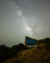 Milkyway behind abandoned house, Portugal