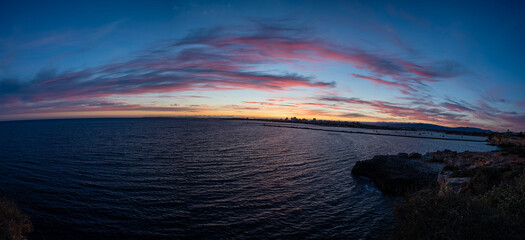 Sunset colours overlooking the beach, Portugal