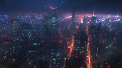 夜の輝く都市景観