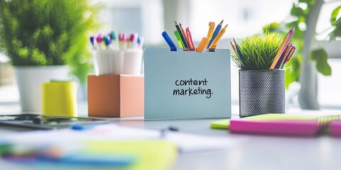 Obraz premium A desk with office supplies, including a folder labeled 