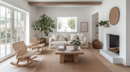 Modern Scandinavian Living Room Decor With Light Wood And Neutral Tones