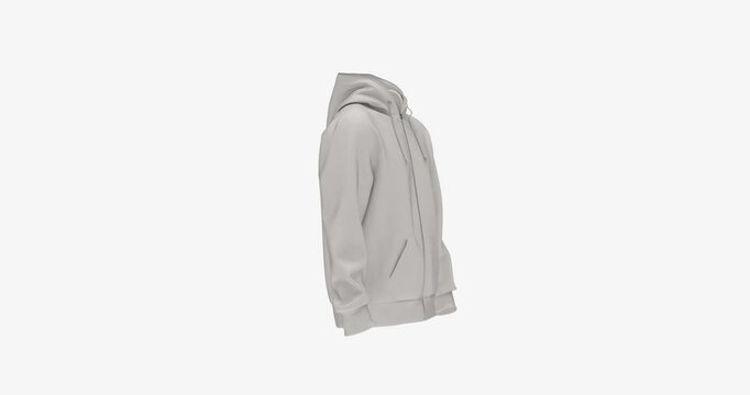 360 degrees rotating 3d rendering 4k video of a minimalist white hoodie for branding advertising e-commerce Unisex sweatshirt blank canvas ideal for logo placement or custom design  isolated on white 