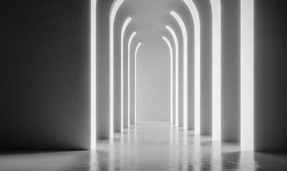 Exploring Modern Minimalist Design: A Futuristic Corridor with Sleek Aesthetics