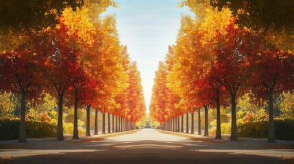 Obraz premium Autumnal Tree Lined Path