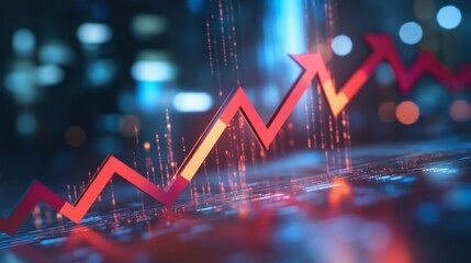 A red line with a yellow line on it is on a blue background