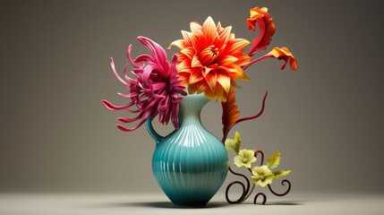 Elegant blooming flower arrangement in decorative vase placed on a wooden table indoors with soft natural lighting
