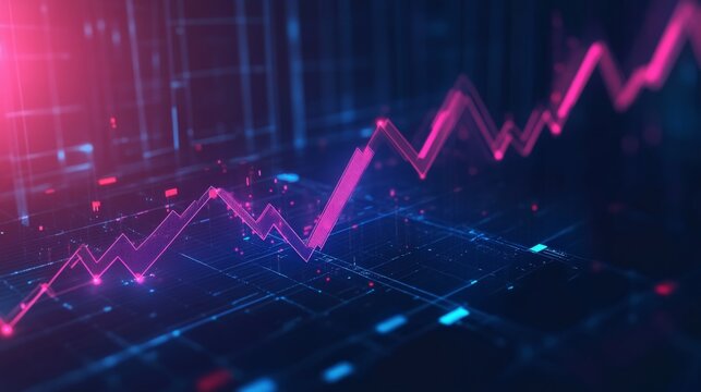 A graph with a pink line that is going up