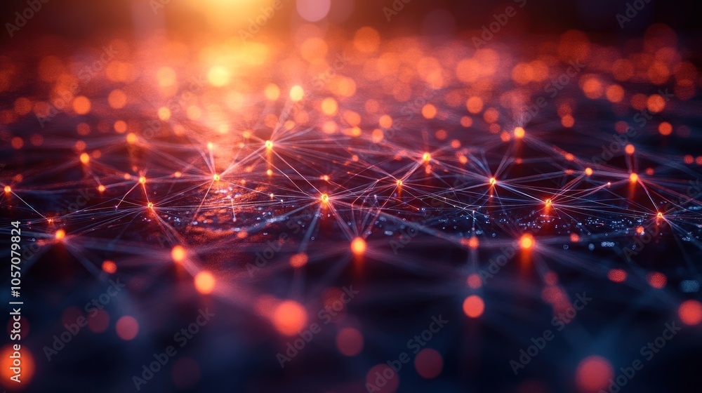 Aufkleber abstract representation of a network with glowing connections.