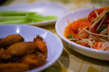 Thai papaya salad with grilled chicken