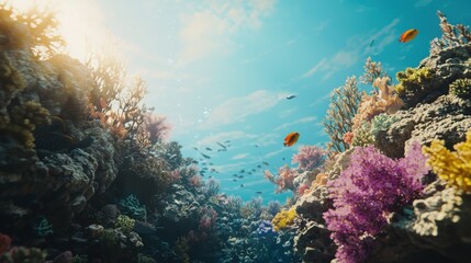Fototapeta premium Underwater Splendor: Coral Reefs and Tropical Fish in 4K UHD