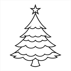Obraz premium Christmas Tree vector illustration in black and white - Christmas tree lights Clipart Design 